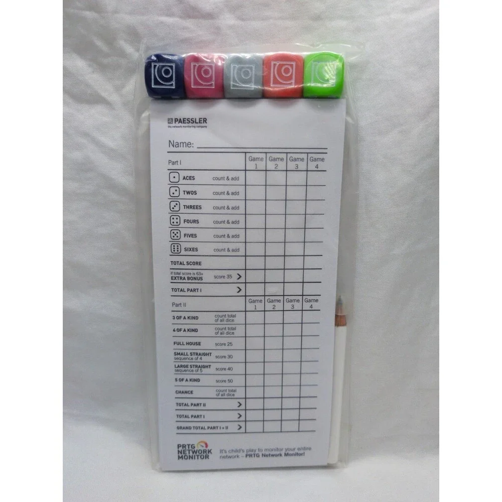 Paessler Network Monitoring Company Roll And Write Dice Game